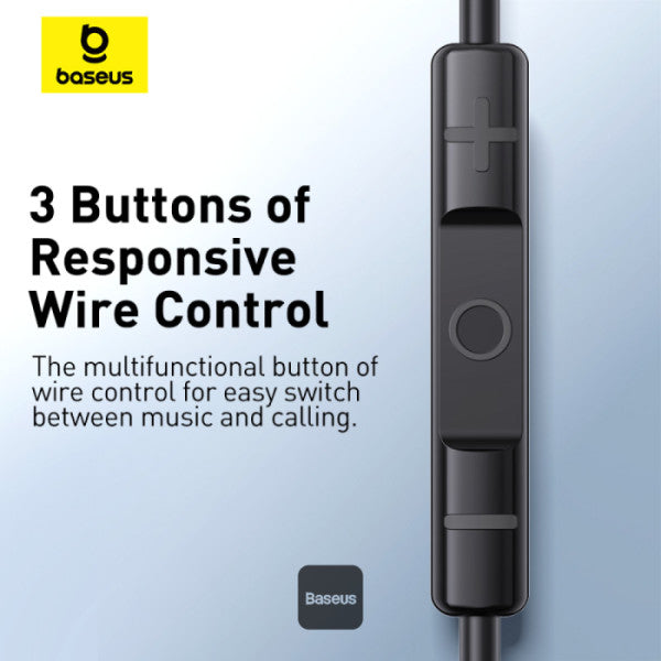 Baseus Encok CZ17 Type-C Wired Earphones | Semi-In-Ear Headphones With Mic - Black