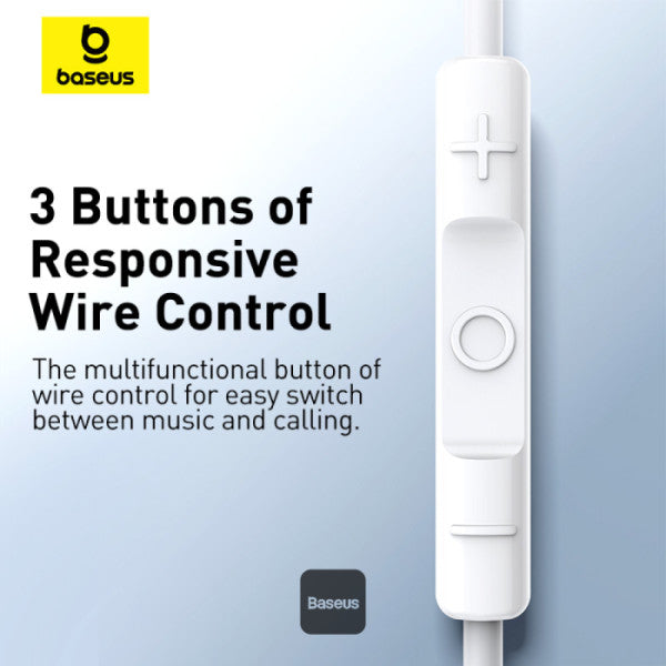Baseus Encok CZ17 Type-C Wired Earphones | Semi-In-Ear Headphones With Mic - White