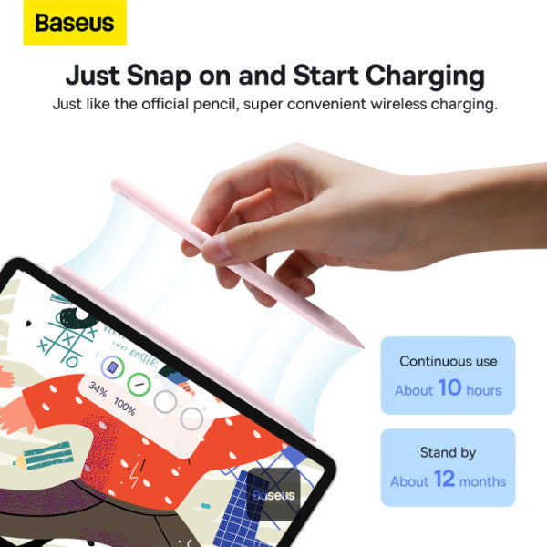 Baseus Smooth Writing 2 Series Wireless Charging Stylus Portable Touch Screen Capacitive Pencil (Active Wireless Version) Pink