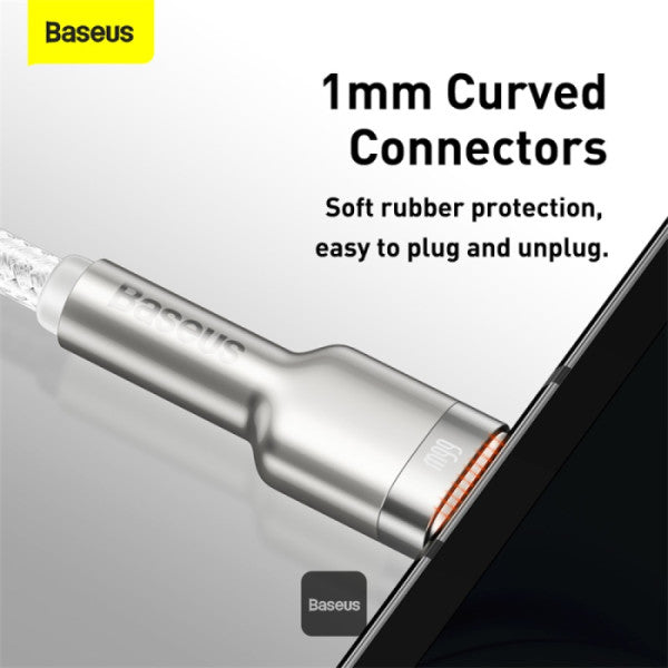 Baseus Cafule Series 66W USB to USB-A to Type-C Metal Data Cable 6A 2M - White