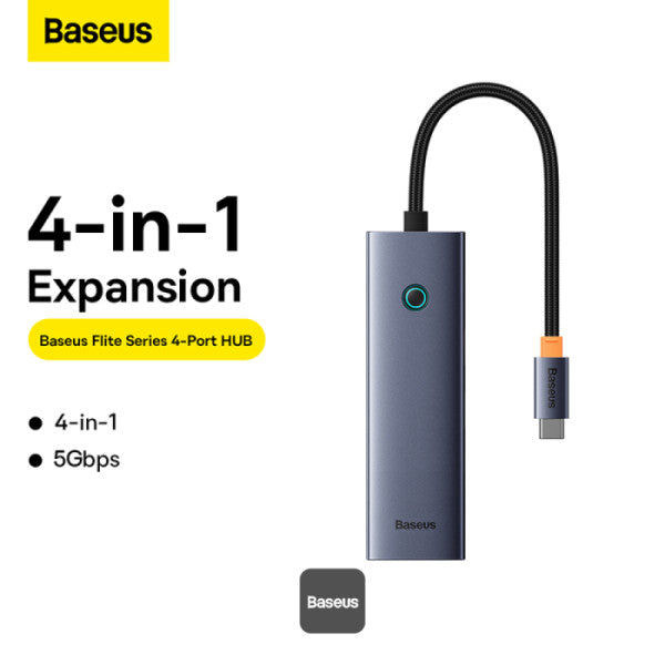 Baseus UltraJoy Series 4-in-1 USB-C Hub To USB 30 Extention  - Grey