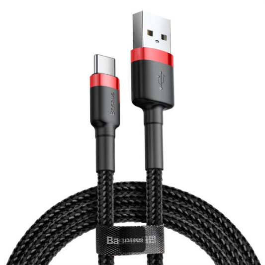 Baseus Cafule Series USB-A to Type-C Cable - 2A Fast Charging & 480Mbps High-Speed Data Transfer Nylon Braided 2M - Black