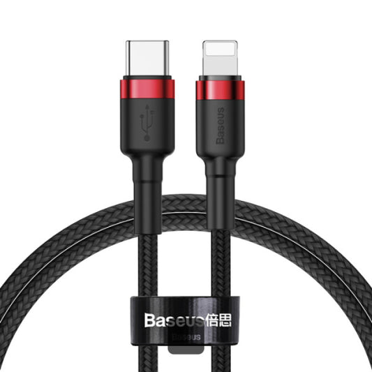Baseus Cafule Series Type-C to Lightning Cable - 20W PD Fast Charge & 480Mbps High-Speed Data Transfer Nylon Braided 1M - Black