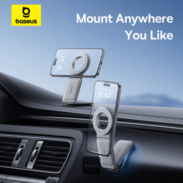 Baseus C02 Prime Trip Series Magnetic Car Phone Holder 360° Rotatable Foldable Car Mount - Grey