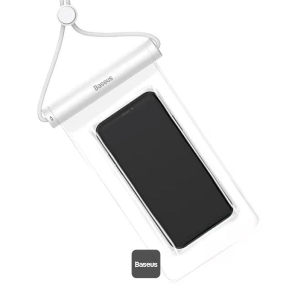 Baseus AquaGlide Waterproof Phone Pouch With Cylindrical Slide Lock IPX8 Certified for Phones Up to 72 - White