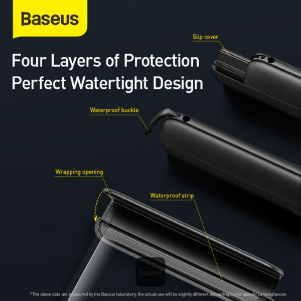 Baseus AquaGlide Waterproof Phone Pouch With Slide Lock IPX8 Certified for Phones Up to 72 - Black