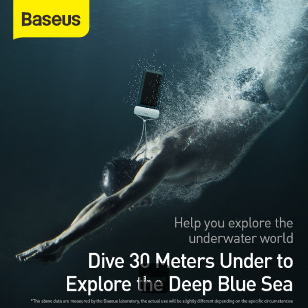 Baseus AquaGlide Waterproof Phone Pouch With Slide Lock IPX8 Certified for Phones Up to 72 - White