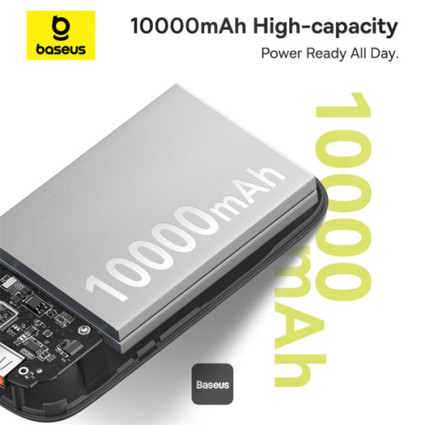 Baseus QPow2 20000mAh Digital Display Fast Charge Power Bank 30W With Built-in Dual Type-C Cable - White