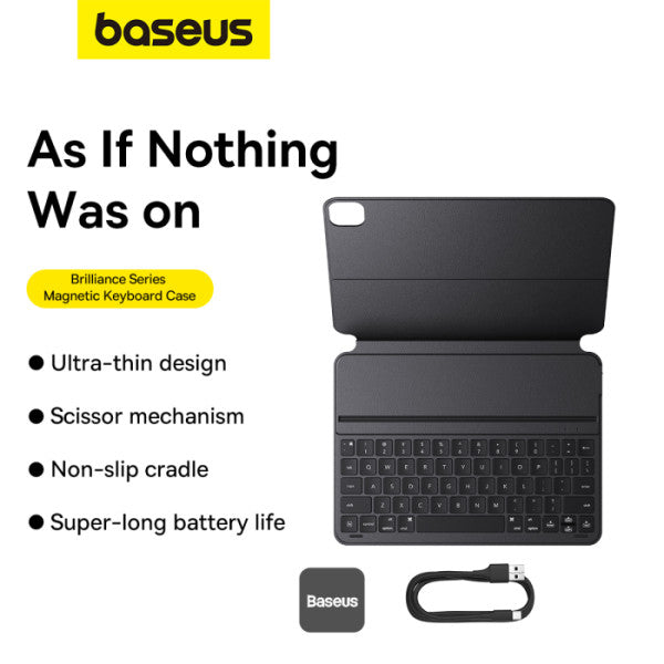 Baseus Brilliance Series Magnetic Keyboard Case for iPad Pro 129″ (2019-2022) - BT 53 Detachable Ultra-Thin 150H Battery Life - Black