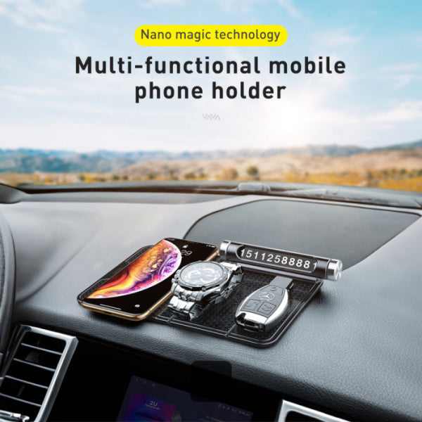 Baseus Universal Car Dashboard Anti-Slip & Foldable Rubber Pad - Reusable Heat-Resistant Silicone Mat for Phones Sunglasses Keys - Black