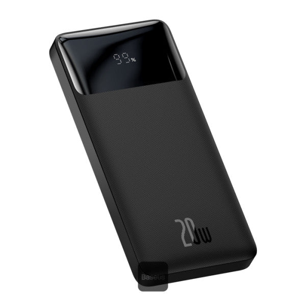 Baseus Bipow 10000mAh Digital Display Power Bank 20W Fast Charging 2x USB Type-C & Micro Input - Black