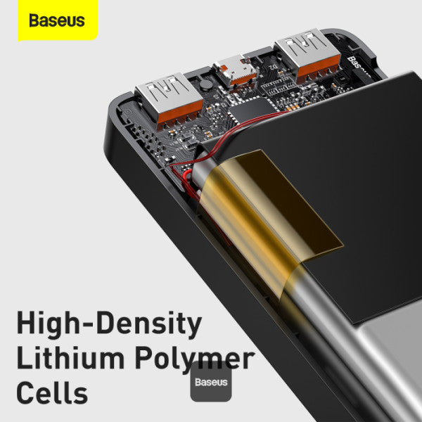 Baseus Bipow 10000mAh Digital Display Power Bank 20W Fast Charging 2x USB Type-C & Micro Input - Black