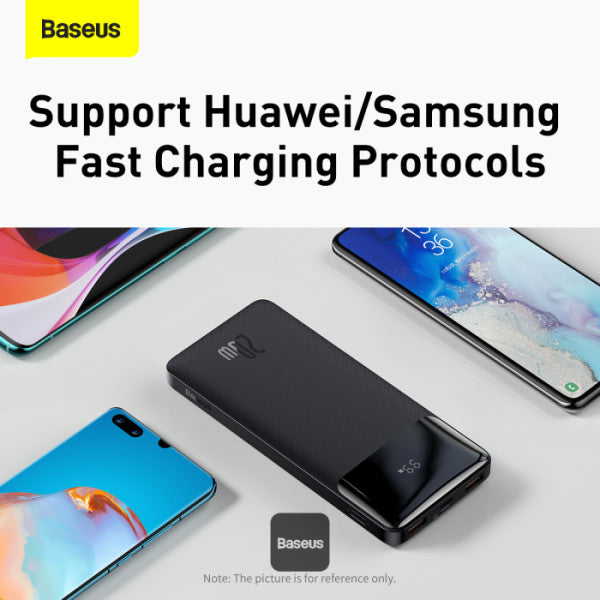 Baseus Bipow 10000mAh Digital Display Power Bank 20W Fast Charging 2x USB Type-C & Micro Input - Black
