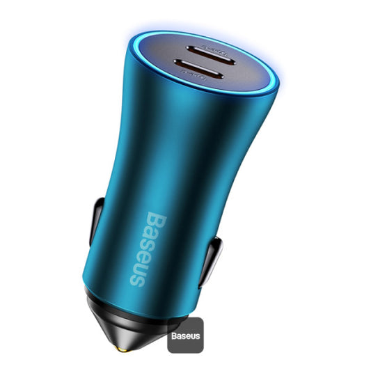 Baseus Golden Contactor Pro Dual Type-C Car Charger 40W - Fast Charging Intelligent Temperature Control Multiple Protections - Blue