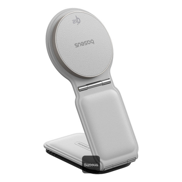 Baseus C02 PrimeTrip Series Mega Magnetic Wireless Charging Car Phone Holder with 15W Qi2 MagSafe - 360° Adjustable Foldable Dashboard Mount - White