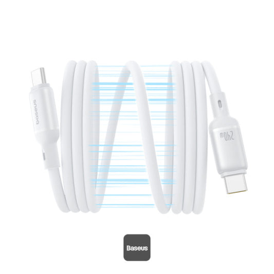 Baseus PicoGo 240W Magnetic Fast Charging USB-C Cable Type-C to Type-C 480Mbps Liquid Silicone Cable 1M - White