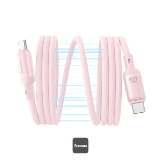 Baseus PicoGo 240W Magnetic Fast Charging USB-C Cable Type-C to Type-C 480Mbps Liquid Silicone Cable 1M - Pink