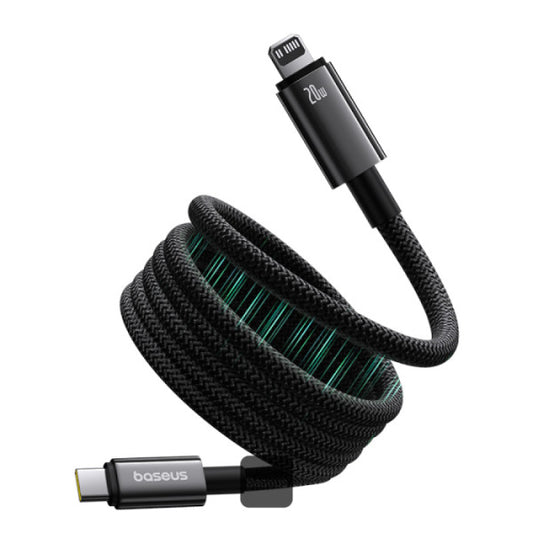 Baseus Tungsten Gold Magnetic Anti-Tangle Type-C to Lightning Cable 20W PD Fast Charging High-Speed Transmission Nylon Braided 1M - Black