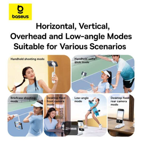 Baseus TechShot Dual-Support Magnetic & Clamping Selfie Stick Tripod with Bluetooth Remote  - White