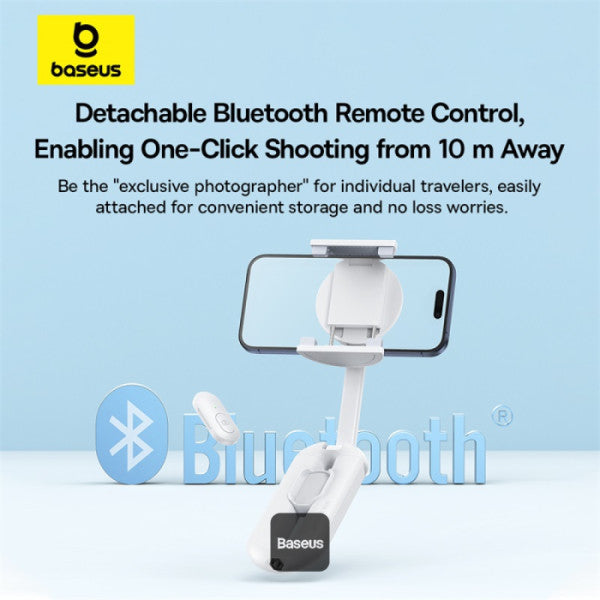 Baseus TechShot Dual-Support Magnetic & Clamping Selfie Stick Tripod with Bluetooth Remote  - White