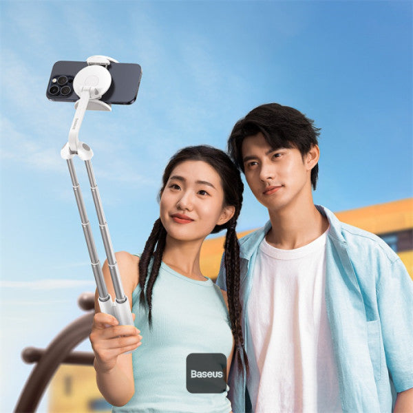 Baseus TechShot Dual-Support Magnetic & Clamping Selfie Stick Tripod with Bluetooth Remote  - White