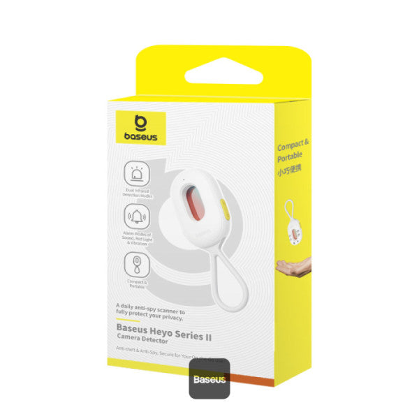 Baseus Heyo Series II Infrared Camera Detector - Mini Travel Hotel Hidden Camera Finder Anti-Theft Dual Detection Modes Portable LED Flashlight - White