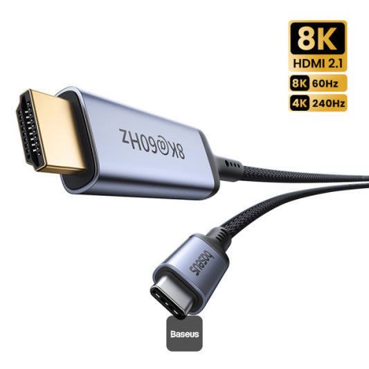 Baseus High Definition Series Type-C to HDMI 21 Cable - 8K@60Hz Ultra Clarity Adapter 4K@240Hz  Aluminum Braided Cord 15M - Black