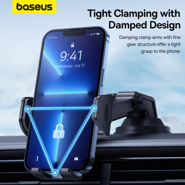 Baseus UltraControl Go Series Clamp-Type Phone Holder (Suction Cup Version) UltraStable Dashboard Windshield Mount - Black