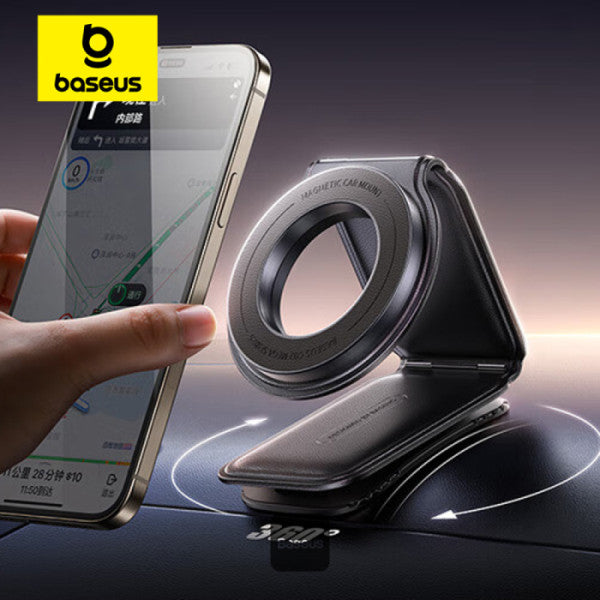 Baseus C02 Prime Trip Series Magnetic Car Phone Holder 360° Rotatable Foldable Car Mount - Black