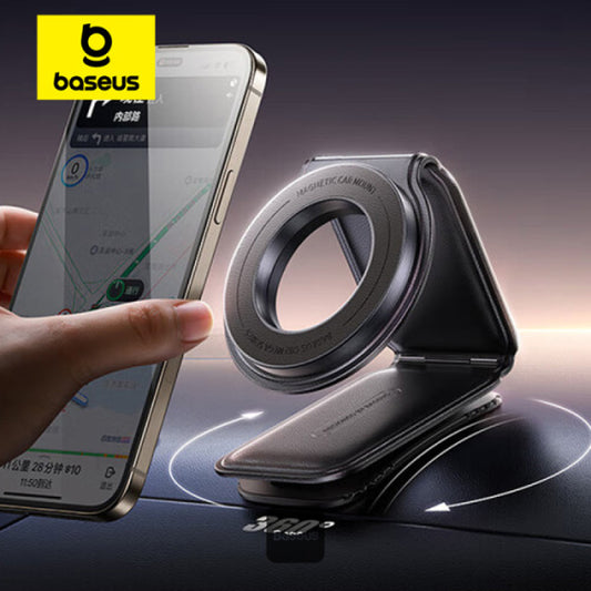 Baseus C02 Prime Trip Series Magnetic Car Phone Holder 360° Rotatable Foldable Car Mount - Black