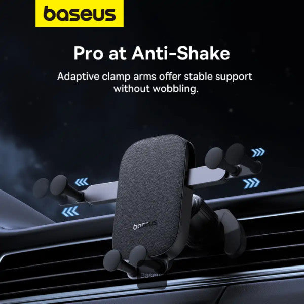 Baseus Car Phone Holder for Z Fold 3 4 5 Universal Gravity Mount for iPhone 15 Pro Max Samsung S24 Air Vent Aluminum Alloy with Leather Finish