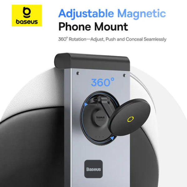 Baseus MagPro Series Versatile Car Mount for Backseat Headrest - Foldable Laptop Desk 360° Rotatable Phone Holder Adjustable Easy Install - Black