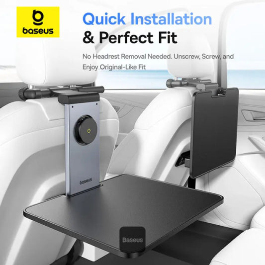 Baseus MagPro Series Versatile Car Mount for Backseat Headrest - Foldable Laptop Desk 360° Rotatable Phone Holder Adjustable Easy Install - Black