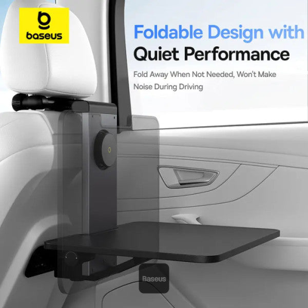 Baseus MagPro Series Versatile Car Mount for Backseat Headrest - Foldable Laptop Desk 360° Rotatable Phone Holder Adjustable Easy Install - Black