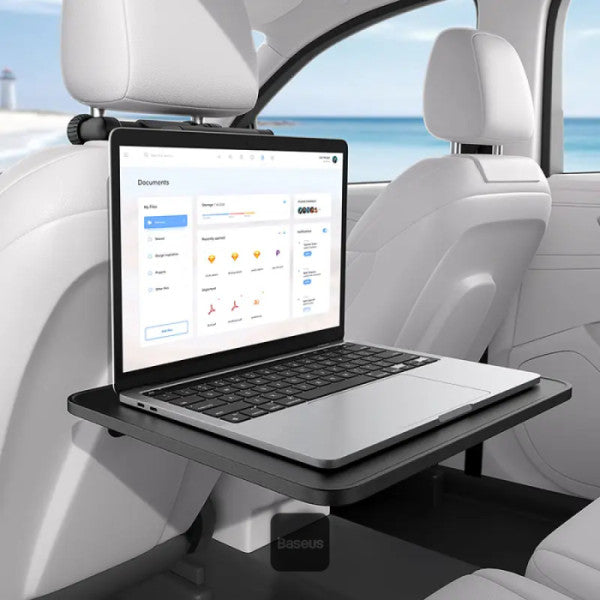 Baseus MagPro Series Versatile Car Mount for Backseat Headrest - Foldable Laptop Desk 360° Rotatable Phone Holder Adjustable Easy Install - Black