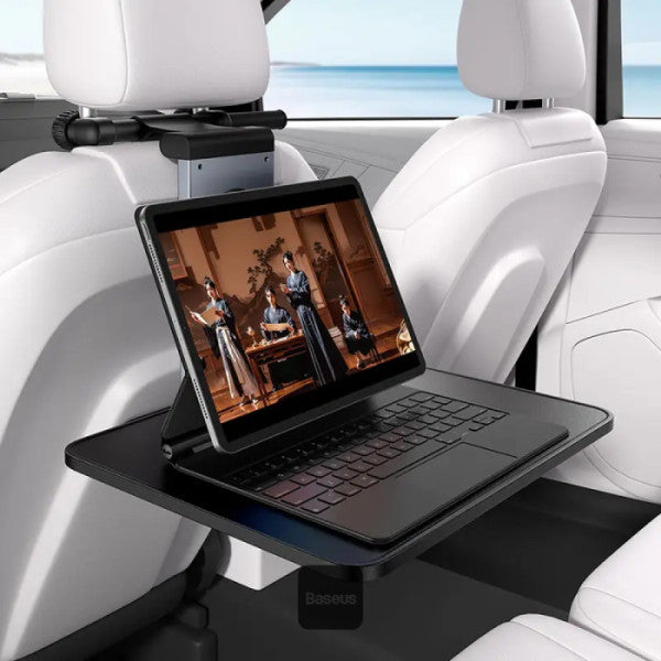Baseus MagPro Series Versatile Car Mount for Backseat Headrest - Foldable Laptop Desk 360° Rotatable Phone Holder Adjustable Easy Install - Black