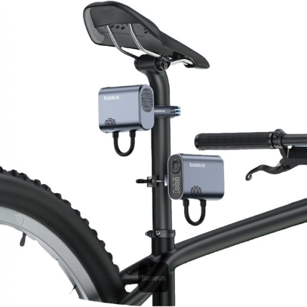 Baseus PrimeTrip 150PSI Portable Bike Pump | Air Inflator with LED Display & Fast 90s Inflation | Rechargeable Tire Pump for Bikes E-Bikes - Black