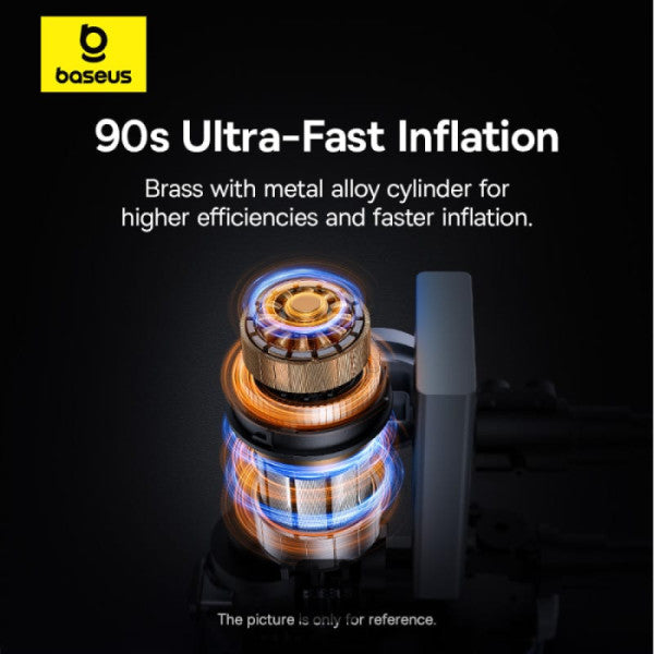 Baseus PrimeTrip 150PSI Portable Bike Pump | Air Inflator with LED Display & Fast 90s Inflation | Rechargeable Tire Pump for Bikes E-Bikes - Black