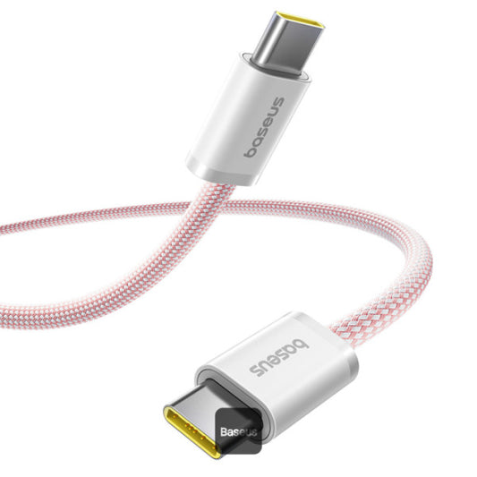 Baseus Dynamic 4 Series Type-C to Type-C Cable - 100W PD Fast Charging & 480Mbps Data Transfer Cable iPhone 16 and iPhone 15 Nylon Braided 1M - Pink