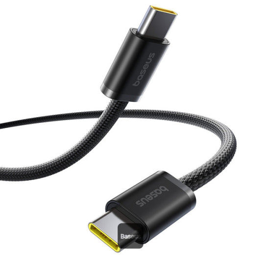 Baseus Dynamic 4 Series Type-C to Type-C Cable - 100W PD Fast Charging & 480Mbps Data Transfer Cable iPhone 16 and iPhone 15 Nylon Braided 2M - Black