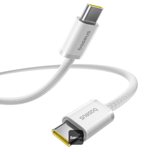 Baseus Dynamic 4 Series Type-C to Type-C Cable - 100W PD Fast Charging & 480Mbps Data Transfer Cable iPhone 16 and iPhone 15 Nylon Braided 2M - White