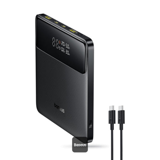 Baseus Blade H1 Lite 20000mAh 100W Fast Charging Power Bank with Type-C Cable - 2 USB-A and 2 Type-C Port Digital Display Slim Design - Black