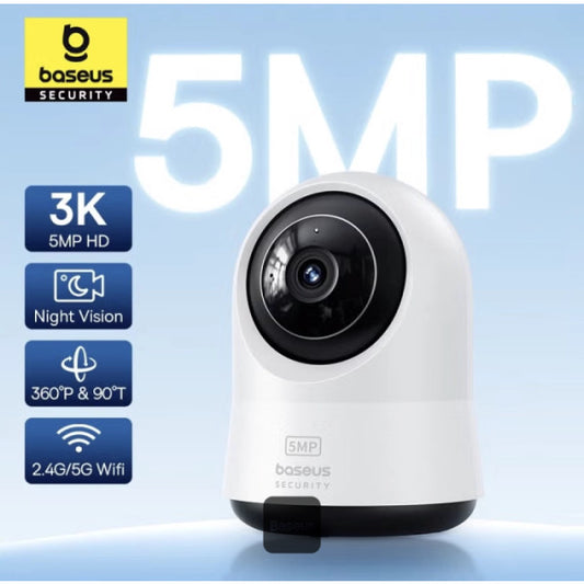 Baseus Security P1 Pro Indoor 3K Wi-Fi Camera with AI Detection 360° Pan Night Vision up to 256GB MicroSD Card Support & Voice Assistant - White