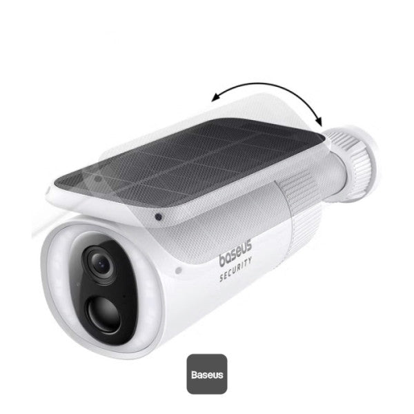 Baseus Security S1 Outdoor 2K Solar Security Camera – IP67 Waterproof 10400mAh Battery 145° Wide-Angle AI Detection Built-in 8GB Storage Two-Way Audio – White