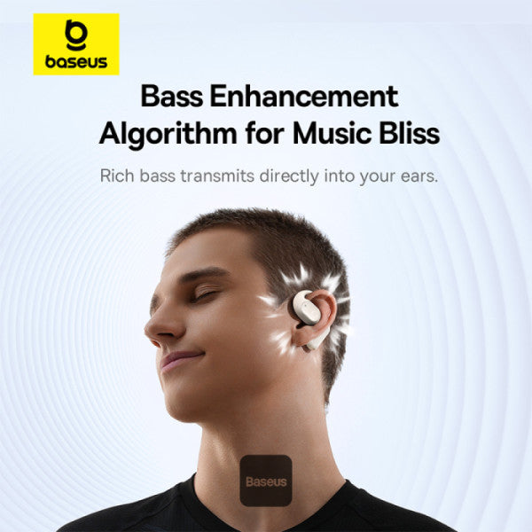Baseus Eli 10i Fit Open-Ear TWS Earbuds – Air Conduction BT 54 45H Battery IP54 Waterproof Sports Ear Hooks for Running Gym & Cycling - White