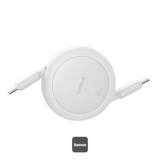 Baseus Free2Pull Mini Retractable Type-C Cable | 60W Fast Charging | Adjustable Length | CarPlay Compatible | 480Mbps Data Transfer | 1M - White