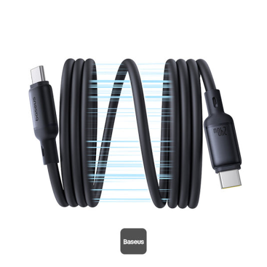Baseus PicoGo 240W Magnetic Fast Charging USB-C Cable Type-C to Type-C 480Mbps Liquid Silicone Cable 1M - Black