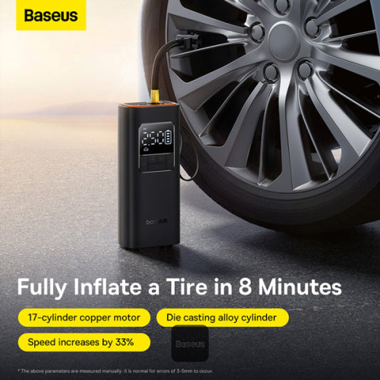 Baseus SuperMini  Pro Car Tire Wireless Air Pump Inflator 4000mAh Portable Air Compressor For Car Motorcycle Bicycle & Balls - Black