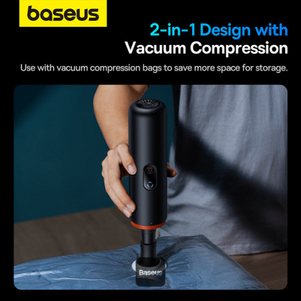 Baseus A5 Car Vacuum Cleaner 16000Pa Power Suction - Portable Cordless LED Display High-Efficiency Cordless Vacuum for Car & Home Use - Black