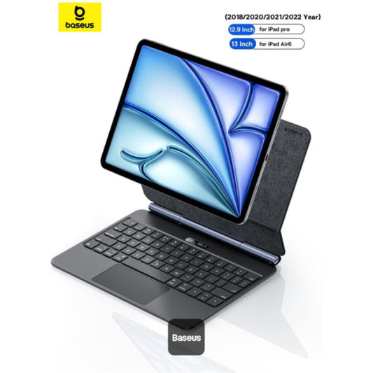 Baseus Brilliance Series 2 Keyboard Case for iPad Air 13 (2025 2024) & iPad Pro 129 (2018-2022) - BT 53 Touchpad Adjustable Stand Type-C Charging - Black